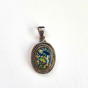 Opal sterling silver pendant- 🌈 of colors!